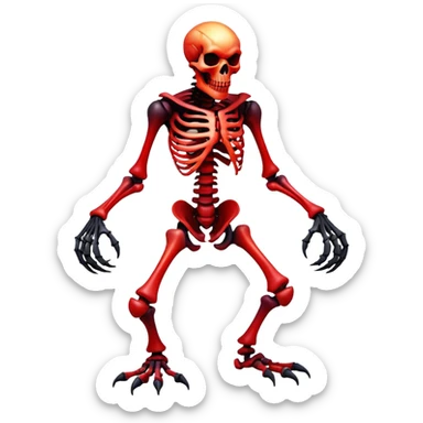 A black and red gradient epic shiny cool edgy skeletal monster, full body sticker