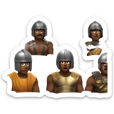 4 Gladiators wearing helmets watching a movie sticker
