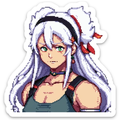 Tengen Uzui with a smirk, Sound Hashira from Demon Slayer, white hair, headband, muscular sticker