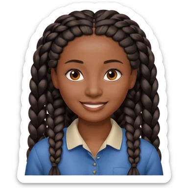 kenyan woman with long, black, braided hair in rows, brown eyes, pretty, round face sticker