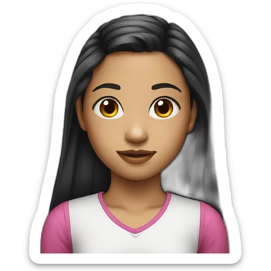 Portrait of an 11 year old girl with long black ponytail sticker