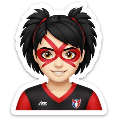 A black hair teen supporter with bold full-face paint, smiling with fierce team spirit. blonde hair sticker