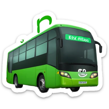 Green Setra bus with FlixBus sign át the stop sticker