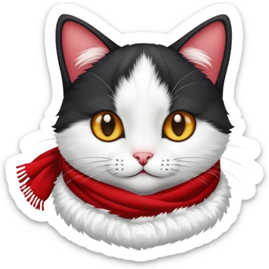A black and white cat with a scarf around his head sticker