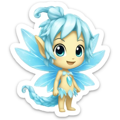 a anthro chibi-style crystal-type-fairy-type-ice-type Fakémon-hybrid full body sticker