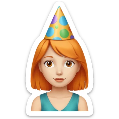 party hatted orange haired girl sticker