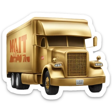 Side view of 1976 very very long 40 foot long mail delivery truck shaped like Princess Leia in gold outfit shaped truck sticker