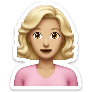 blonde middle aged woman with brown eyes and pink lips sticker
