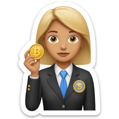 A minimalist emoji-style icon representing company pension plan: A gender-neutral office worker (🧑‍💼) with a coin and a bank symbol (🏦) in the background. sticker