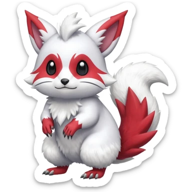  flurry fuzzy Absol-Furret-Zangoose-Chinchilla-fusion-animal-Fakémon-hybrid-creature  sticker