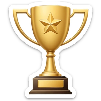 Minimal line-art trophy icon, front-facing, simple outlines, clean modern style, slightly 3D, no background, transparent, represents “wins / achievements sticker
