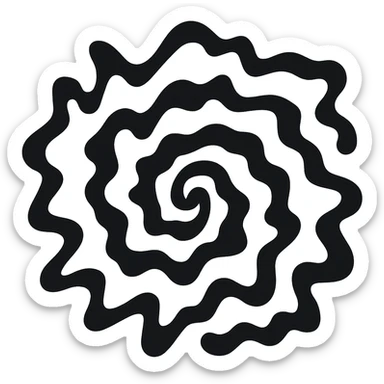 Transform the spiral into an extremely organic, chaotic, and random form with wildly irregular, unpredictable, and wavy lines, no symmetry, in the style of apple emojis. Keep the background transparent. sticker