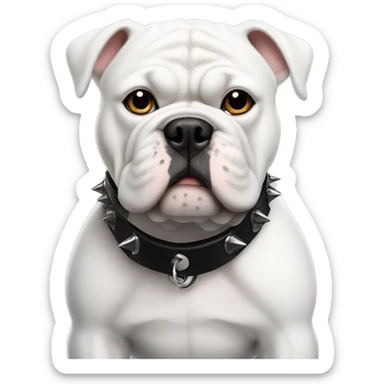 White bulldog with black spiked collar sticker