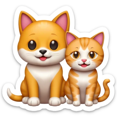 A cool dog emoji + A happy cat emoji sticker