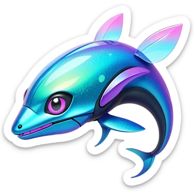  Epic legendary Shiny sparkly transparent bioluminescent luminescent vibrant bright pastel dark exotic iridescent colorful gradients futuristic modern metallic glossy glittery fantasy-cyber-Protogen-Fakémon-Pokémon-Vernid-creature sticker