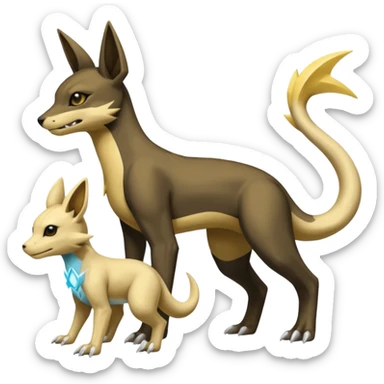 Manectric-Electrike-Lucio-Cubone-Umbreon-Marowak-Draco-Fakémon-hybrid-creature (full body), 4 legs sticker