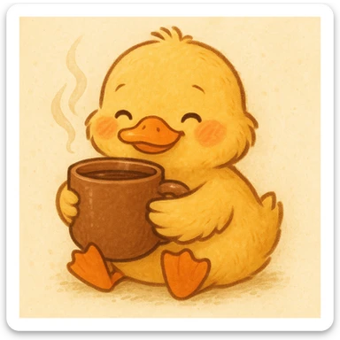 cute duck warmly holding a mug with both hands sticker