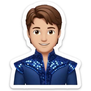 Prince Fiyero from the Wizard of Oz with brown hair, dark blue sequin outfit sticker