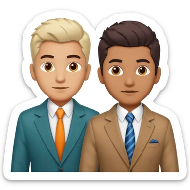 two same look brother both busnessmen indian look just gove diffrenet colour of coat and little bit variation in hairstyle sticker