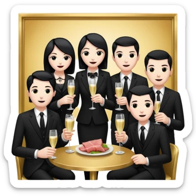 goth corporate executives enjoying champagne Party at SPAM meat cafe paris LANDSCAPE  sticker