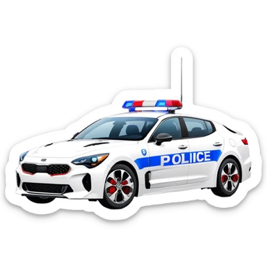 Police Car - Kia Stinger (Model Year: 2018) (Iconic Colour: White with blue and red markings) sticker