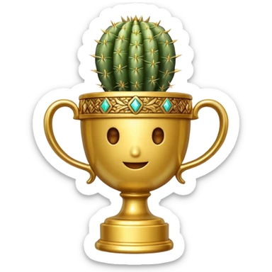 gold cactus cup trophy sticker