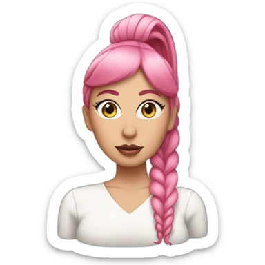 lady gaga with a large pink straight-haired ponytail sticker