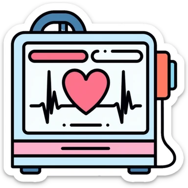 Medical EKG machine with heart rhythm display sticker