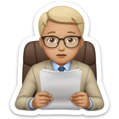 male office doubt face looking at paper sticker