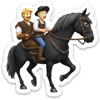 Beer brewer rescuing a princess riding a black horse sticker