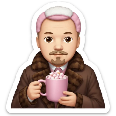 Lenin hold  Light Pink mug of hot chocolate with marshmallows in moscow sticker