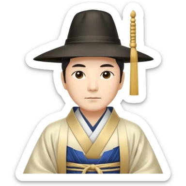 Japanese Court Lord Elegant noble in long robes with tall hat
 sticker