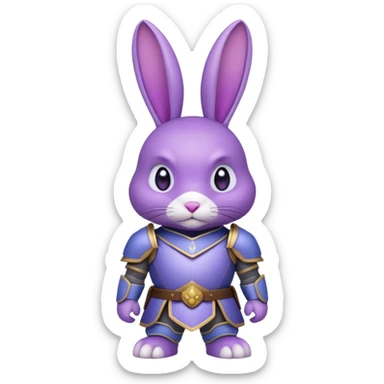 conejo morado con x en los ojos con armadura  sticker