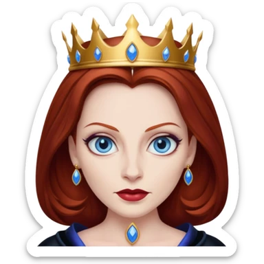 Evil queen with Auburn hair and blue eyes sticker
