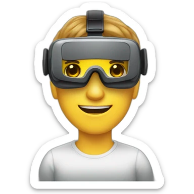 person with goal virtual reality goggles on iphone eyes sticker