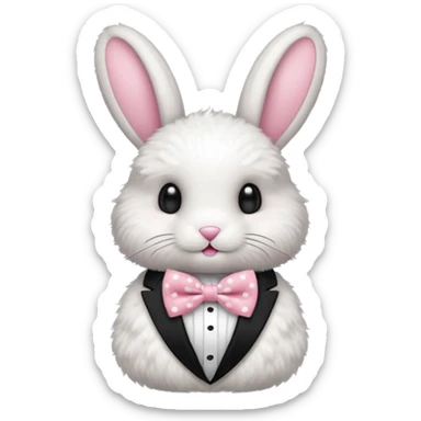 Fluffy rabbit with polka-dot pink bow tie, body sticker