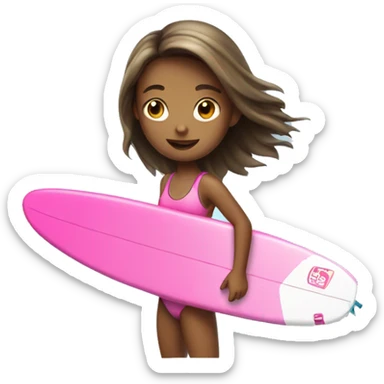 Girl surfer with pink surf board sticker