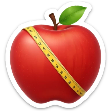 apple with a measuring tape sticker