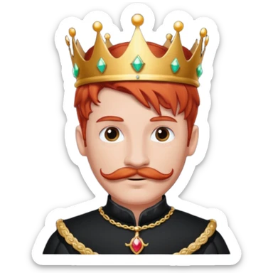 red-haired princes with crown mustace. dark outfit sticker