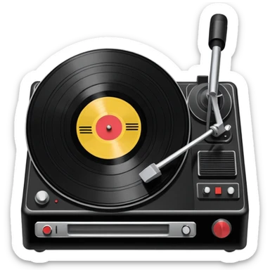 a record player spinning a 7" single sticker