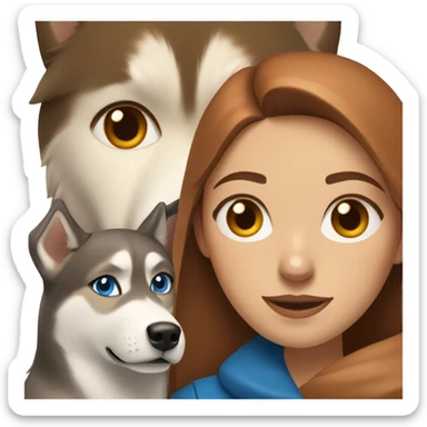 Woman brown hair blue eyes with Husky Copper beige  sticker