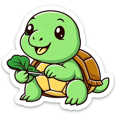 Tortoise eating spinach getting strong sticker