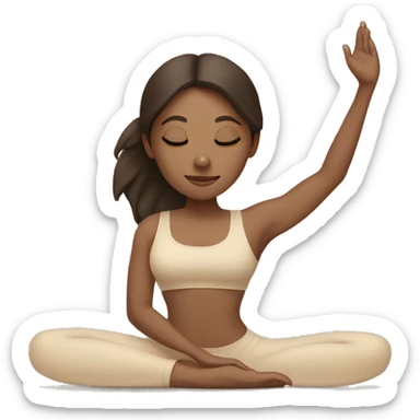 Brunette Girl doing yoga in beige tones  sticker