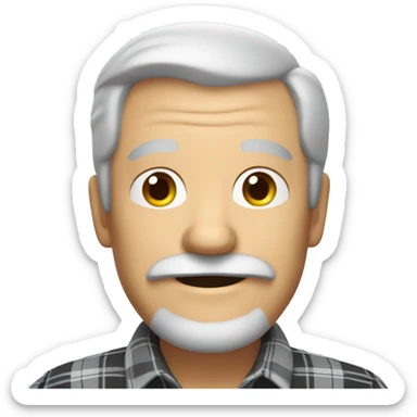 smiling old man in plaid with a gray goatee and mustache sticker