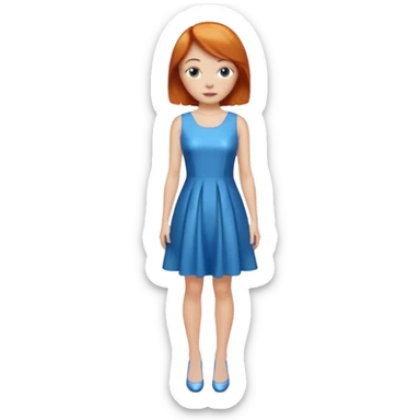 woman lshort ginger hair blue shiney dress full body sticker