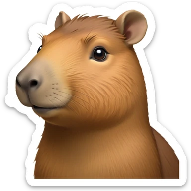 cinematic-noble-capybara-portrait-emoji,-poised-and-serene,-with-a-robust,-rounded-build-covered-in-soft,-earthy-fur-and-gentle,-wise-eyes,-simplified-yet-sharp-and-sophisticated-features,-highly-detailed,-glowing-with-a-warm,-natural-glow -simplified-yet-realistic head tilted confidently staring at the camera in a comical way sticker