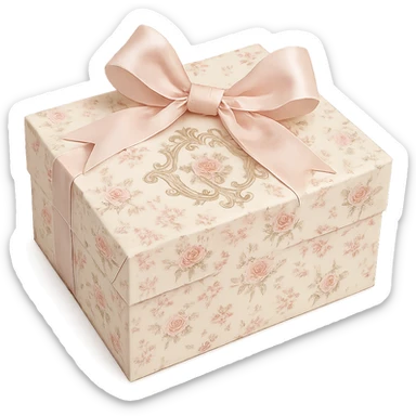 Elegant Rococo pale girly ditsy  gift box  , remove background sticker