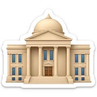 Minimal 3D emoji style government ministry building, classical architecture with columns and triangular roof, official state institution, neutral beige stone, clean shading, financial institution icon, isolated on transparent background, professional, no flags, no text sticker