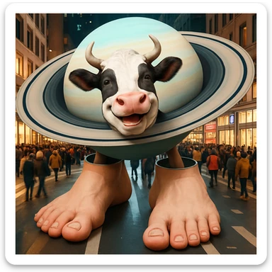 Change the cow's face to a happy, smiling expression while keeping the image quality and style the same as the original image. sticker