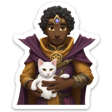 A sun warlock who is holding a kitten sticker